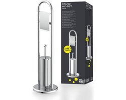 Toiletborstelset Chroom Badkameraccessoires met toiletrolhouder en toiletborstelhouder voor badkamer, moderne badkamerdecoratie, rolhouder, 800 mm