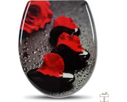 Toiletbril Antibacteriële - Met Softclose - Universeel - Toiletbrillen met Black red print - WC Bril - Toiletzitting