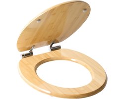 Toiletbril Bamboe - WC bril - Badkamer Renovatie - Zachtsluitend Mechanisme - 42 x 35 cm - Lichtbruin