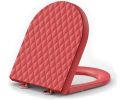 Toiletbril D-vorm - WC-bril - Badkamer Vernieuwen - Diamantstructuur - 435 x 362 cm - Rood