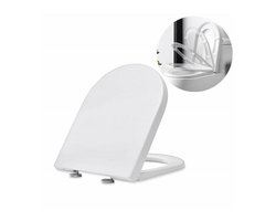 Toiletbril Duroplast - Soft Close WC Zitting - Snelle Demontage, Roestvrijstalen Scharnieren, Antibacterieel, Krasbestendig - Universele Pasvorm voor Badkamer Toiletten - Wit