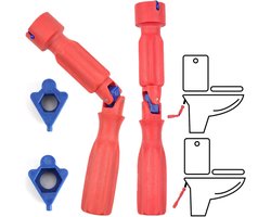 Toiletbril Gereedschap - Sanitair Sleutel - Toilet Reparatie - Inclusief 2 Koppen - 20 cm Lengte - Rood