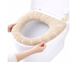 Toiletbril Hoes – Zachte Toiletzitting Cover – WC Bril Cover – Herbruikbaar & Wasbaar – Warm en Comfortabel – Beige – Geschikt voor de Meeste Toiletbrillen