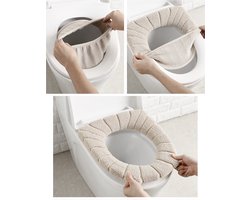 Toiletbril Hoes - Zachte Toiletzitting - Toiletbril Cover - WC Bril Cover - Herbruikbaar - Wasbaar - Beige