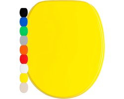 Toiletbril Hout - Zachte Sluiting - Dagelijks Gebruik - Universele Pasvorm - 47 x 37.5 cm - Geel