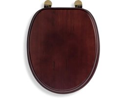 Toiletbril Massief Hout - Mahonie Effect - Badkamer Comfort - Ergonomisch Gevormd - 208 Kilogram - Bruin
