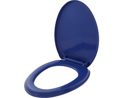 Toiletbril met deksel-diep blauw-kunststof-Universele maat. WC bril
