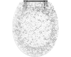 Toiletbril met glitter design - Transparante wc-bril met glitter - Makkelijk te bevestigen - 42 x 36 x 45 cm toilet seat