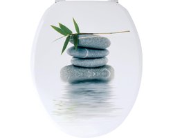 Toiletbril met grijze steenprint