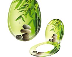 Toiletbril met Softclose en Uniek Groen Bamboe Print - Universele Pasvorm
