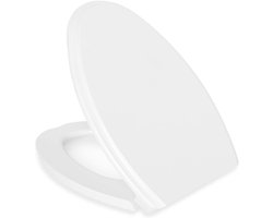 Toiletbril Ovaal - Langwerpige Deksel - Stil Sluiten - Snelbevestiging Metalen Scharnieren - 47 x 35.8 cm - Wit
