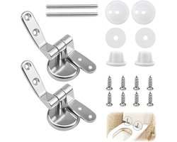 Toiletbril Scharnier Set - 2 Stuks - WC Bril Scharnieren - Universele Scharnieren Voor Toiletbril - Scharnier Vervangset - RVS - Inclusief installatiekit - Vervangende Scharnieren Voor Wc-Bril - Bevestigingsgarnituur Closetzitting - Chroom
