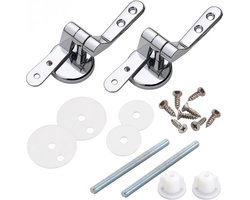 Toiletbril Scharnier Set - WC Bril Scharnieren - Scharnier Vervangset - Scharnier - Vervangende scharnieren voor wc-bril - zinklegering - inclusief bevestigingsmateriaal - roestvrij staal wc-bril bevestigingsset - Bevestigingsgarnituur Closetzitting
