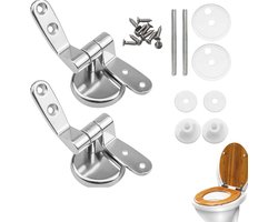 Toiletbril Scharnieren - Bevestigingsset Toilet - Toilet Reparatie - Zinklegering - Universeel - Zilver