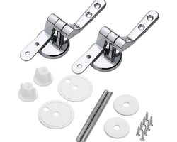 Toiletbril scharnierset - Toiletbril scharnier - Toiletbril vervangend scharnier (inclusief schroeven, bouten en moeren) - Zinklegering - Verstelbare toiletbril - Montageset voor toiletbril van roestvrij staal - Montageset voor toiletbril