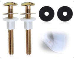 Toiletbril Schroeven Set - 2 Stuks - Inclusief Plastic Moeren - Inclusief Metalen Schijven - Geschikt voor Meeste Toiletten - Duurzaam Materiaal - Toilet Seat Bevestigingsset