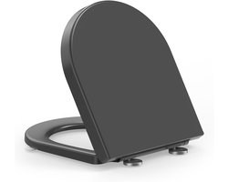 Toiletbril Soft Close D-vormig - YEAUPE PRO grijze Duroplast Loo stoelen met verstelbaar scharnier snelsluiting voor eenvoudige reiniging, antislip zitplaatsen in de badkamerkom, standaard