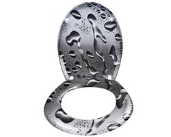 Toiletbril toilet deksel verlagen automatische reductie met een verlaging van de verlaging en softclose, universele maat toiletzitje gemaakt van hard plastic toiletdeksel gemaakt van onweersbui (druppels water)