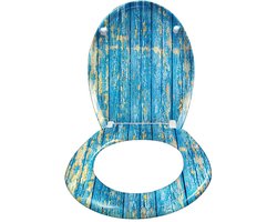 Toiletbril toiletafdekking verlagen automatische verlaging met een verlaging en softclose, universele maat toiletbril gemaakt van hard plastic toiletdeksel gemaakt van thuroplast (blauwe planken)