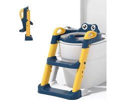 Toiletbril voor kinderen, met trap, opvouwbare potjestrainer voor kinderen van 1-7 jaar, in hoogte verstelbaar, antislip, stabiel, voor kinderen, toiletbril met ladder/trap, kindertoiletbril