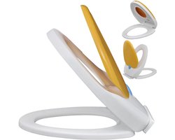 Toiletbril voor Volwassenen en Kinderen met Soft-Close Functie - Ergonomische Witte en Gele Toiletzitting