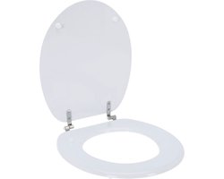 Toiletbril -WC-bril- MDF - Hout - incl bevestigingsmateriaal - Wit