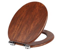 Toiletbril - Wc-bril voor zowel volwassenen als kinderen - met softclose-functie - MDF-hout - met softclose scharnier - roodbruin