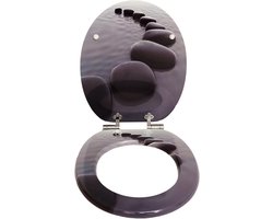 Toiletbril - WC Deksel - Badkamer Vernieuwen - Softclose Mechanisme - 375 x 275 cm - Zwarte Steen