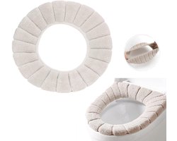Toiletbrilhoes - Pluche toiletbrilhoes - Warme toiletbrilhoes - Gebreide toiletbrilhoes - Elastisch - Warm en comfortabel - Afneembaar en wasbaar - Geschikt voor badkamers, toiletten - Beige