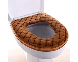 Toiletbrilhoes voor in de badkamer - Toiletbrilpakking - Toiletbrilhoes - Pluche toiletbrilkussen - Zacht dik verwarmingskussen - Wasbaar - Toiletbrilhoes met rits - Thuisgebruik - Herbruikbaar (bruin)