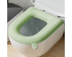 Toiletbrilhoesset van twee stuks, zacht en wasbaar siliconen, effen kleur met patroon, kleeflaag voor alle seizoenen, op maat te knippen - Groen