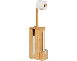 toiletbutler - 72,5 cm - wc-rolhouder - toiletborstel met houder - bamboe - staand