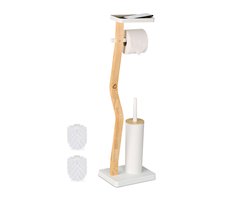 toiletbutler - wc-rolhouder - wc-borstel en houder - met plankje - staand - wit