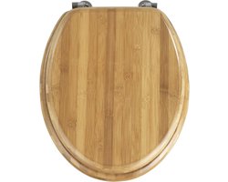 Toiletframe, van donkerbruin bamboe, bevestiging van verchroomd metaal, 37 x 42,5 cm