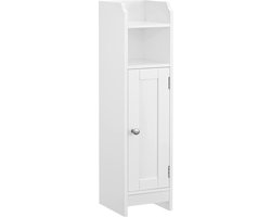 Toiletkast, badkamerkast, badkamerkast, smal badkamerrek, verstelbare planken, ruimtebesparend, eenvoudige montage, wit BBC310W01