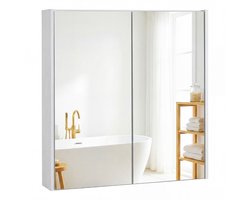 Toiletkast - Badkamerkast met Spiegel - Wandkast met Opbergruimte - Kast met Jaloeziedeuren - Badkamerkast - Ladekast - Opbergkast - Wit