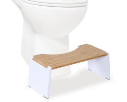 Toiletkrukje - inklapbaar - bamboe - antislip - natuur-wit