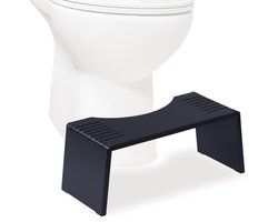 Toiletkrukje - inklapbaar - bamboe - antislip - zwart