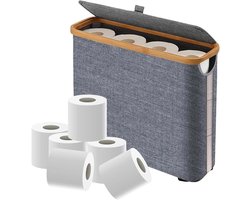 Toiletpapier Mandje - Opbergmand WC-rollen - Badkamer Organiseren - Transparant Voorraadvenster - Voor 12 Rollen - Grijs