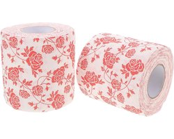 Toiletpapier met Rozenprint - Decoratief WC Papier - Badkamer Decoratie - Dikke Absorberende Lagen - 2 Rollen - Assorti Kleuren
