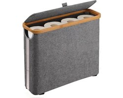 Toiletpapier opbergdoos - Toiletrolmand voor badkamer - Opvouwbare Stoffen Organizer - met Deksel - WC Rolhouder - Smalle Toiletrol Opslagdoos - Toiletpapier opbergmand - Rollenhouder - Ruimtebesparend - Voor Badkamer & Wastafel - Grijs