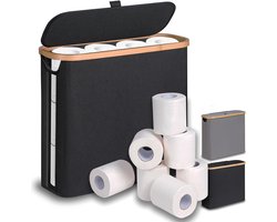 Toiletpapier Opbergmand met Deksel - Toiletrolhouder voor 9-12 Rollen - Smalle Badkamer Organizer - Opvouwbare Opbergbox van Oxford Stof - 28L Opbergmand voor Badkamer
