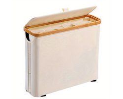 Toiletpapier Opbergmand - Toiletpapieropbergers met Deksel - Past 12 Rollen - Badkamer Staande Opbergrek - Geschikt voor Toilet, Wasruimte, Wasruimte (Beige geel)