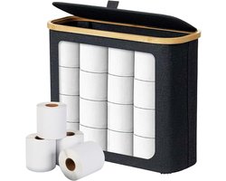 Toiletpapier Opslag - Opbergbak Kast - Badkamer Organiseren - Waterdichte Stof - 43 x 17 cm - Zwart