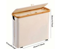 Toiletpapierhouder met Deksel – Opvouwbare Toiletrolhouder Grote Capaciteit – Houten Frame met Stoffen Opbergbox – Vrijstaand & Ruimtebesparend BEIGE