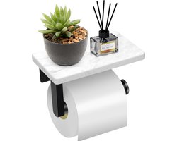 Toiletpapierhouder met plank Toilet Roll Holder/Marmer Roestvrij Staal Toiletpapierhouder (zwart)