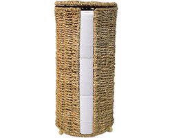 Toiletpapierhouder - Opbergmand - Badkamer Organisatie - Handgeweven rotan - 19 x 19 cm - Natuurlijk