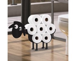 Toiletpapierhouder Schaap, Wandmontage - Zwart Metaal -Toiletrolhouder, Wc-Rolhouder, Houder voor Extra Rollen