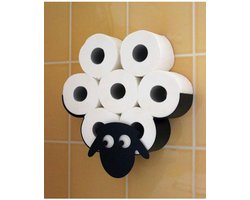 toiletpapierhouder schaap - wandmontage - zwart metaal - toiletrolhouder - wc-rolhouder - houder voor extra rollen