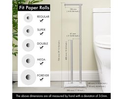 Toiletpapierhouder staand, toiletpapierstandaard, wc-papierhouder, marmer, wc-papierhouder, roestvrij staal